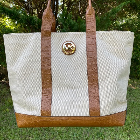 Michael Kors Cream and Brown Tote - Picture 1 of 6
